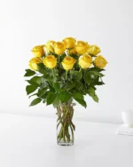 12 Yellow Roses in a Vase - Image 2