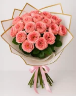 Bouquet of 24 Pink Garden Roses - Image 2