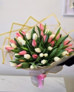 Bouquet of 40 Mixed-Colour Tulips - Image 3
