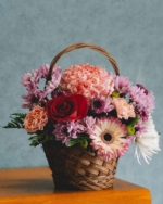 Bright Pink Flowers in a Basket - Image 2