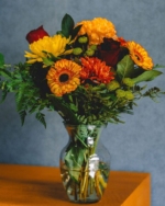 Beautiful Orange Garden Bouquet with Vase - Image 3