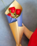 Passionate Trio of Red Roses - Image 3