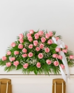 Pink Rose and Gypsophila Casket Spray - Image 2