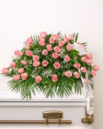 Pink Rose and Gypsophila Casket Spray - Image 3