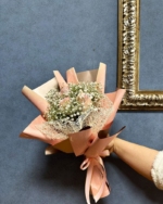 Pink Roses and Baby’s Breath Bouquet - Image 5