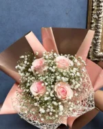 Pink Roses and Baby’s Breath Bouquet - Image 3