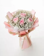 Pink Roses and Baby’s Breath Bouquet - Image 2