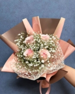 Pink Roses and Baby’s Breath Bouquet - Image 4