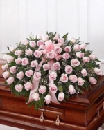 Pink Rose and Gypsophila Casket Spray - Image 4