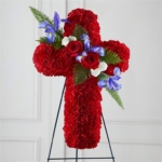 Everlasting Honor Carnation, Iris and Rose Floral Cross - Image 2