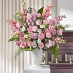 Graceful Reflections Pink Flower Basket - Image 3
