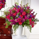 Lasting Light Carnation, Lisianthus, Rose and Stock Basket - Image 2