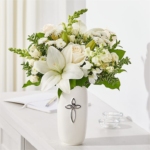 Radiant Elegance Lily, Rose and Snapdragon Vase Arrangement - Image 2