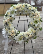 White Blossom Remembrance Sympathy Wreath - Image 2
