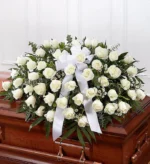 White Rose and Gypsophila Casket Spray Arrangement - Image 2