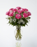 12 Purple Roses in a Vase