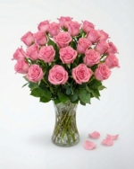 24 Pink Roses in a Vase