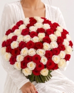 100 red white roses bouquet fresh explorer