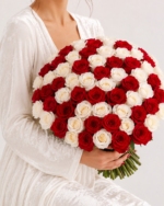 100 red white roses bouquet fresh explorer