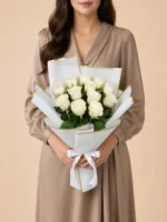 Classic Bouquet of 12 White Roses