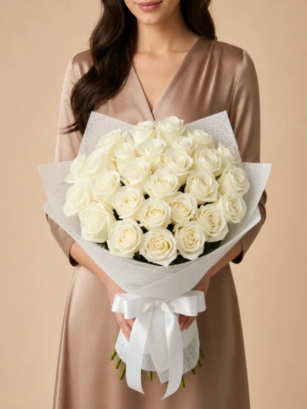 Radiance Bouquet of 24 White Roses