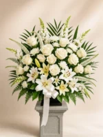 White Flower Basket for Sympathy