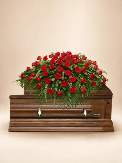 Red Rose Casket Spray Arrangement