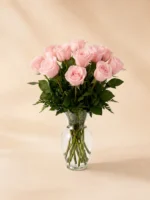12 Premium Pink Roses in a Vase