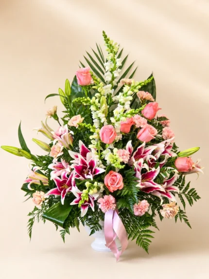 Pink Sympathy Basket for Thoughtful Remembrance