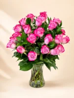 24 Lavender Roses in a Vase