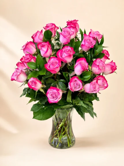24 Lavender Roses in a Vase