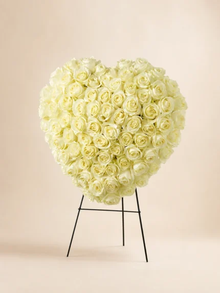 Peaceful Rose Solid Heart Wreath Tribute