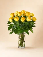 12 Yellow Roses in a Vase