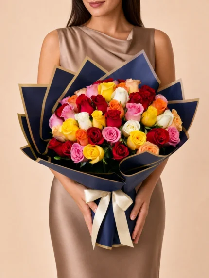 Bouquet of 50 Premium Mixed-Color Roses