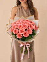 Bouquet of 24 Pink Garden Roses