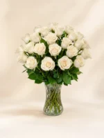 24 White Roses in a Vase
