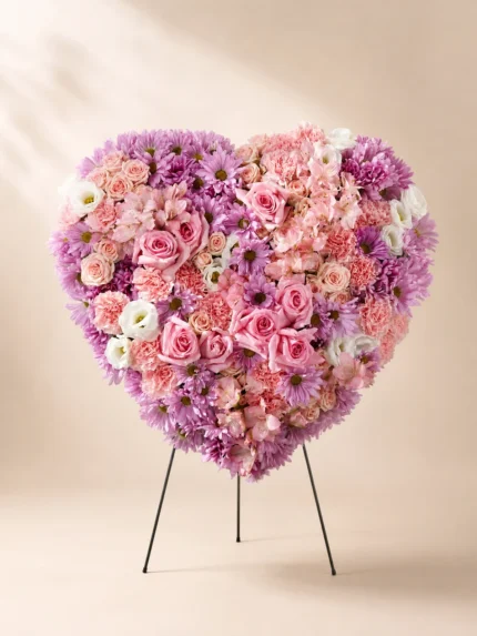 Heart of Remembrance with Roses and Carnations