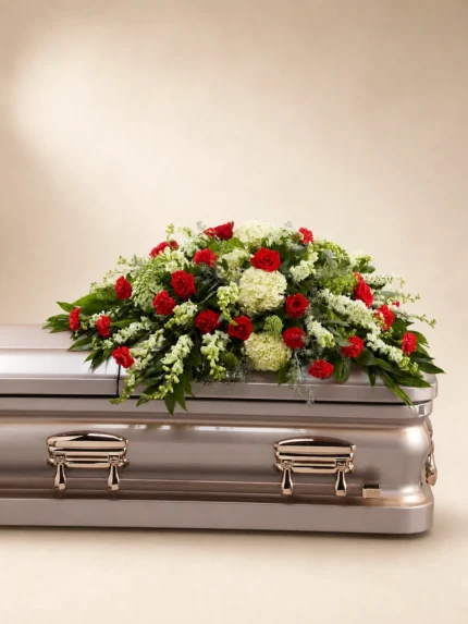 Radiance Casket Spray with Roses and Hydrangea