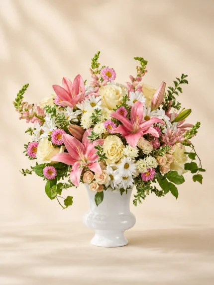 Harmony Blooms Urn Basket with Flowers