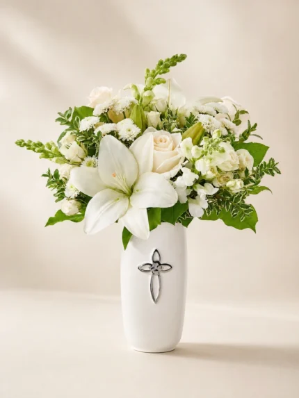 Radiant Elegance Lily, Rose and Snapdragon Vase Arrangement