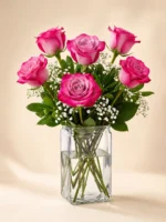 Six Purple Roses in a Vase