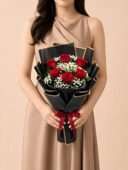 Bouquet of 6 Red Roses