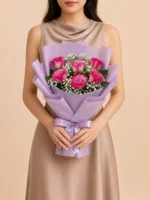 Bouquet of 6 Purple Roses