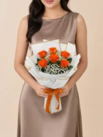 Bouquet of 6 Orange Roses