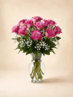 12 Purple Roses in a Vase