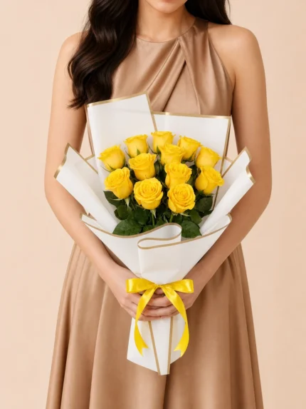 Bouquet of 12 Yellow Roses