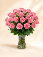 24 Pink Roses in a Vase