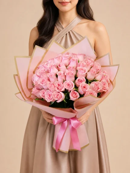Bouquet of 50 Pink Roses