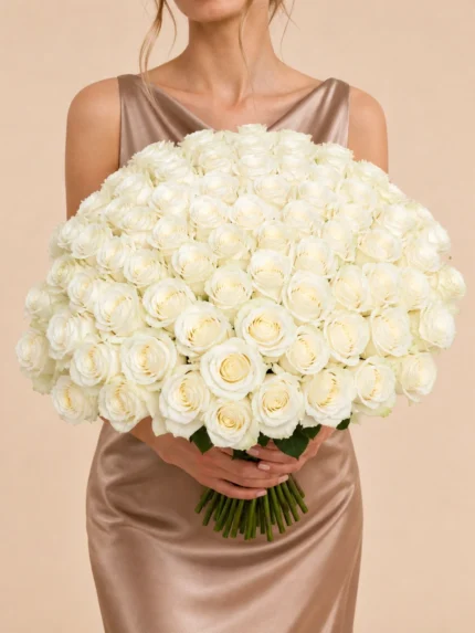 Bouquet of 100 White Roses