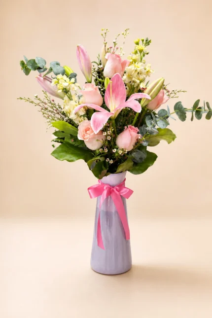 Pink Lily & Rose Elegance Vase
